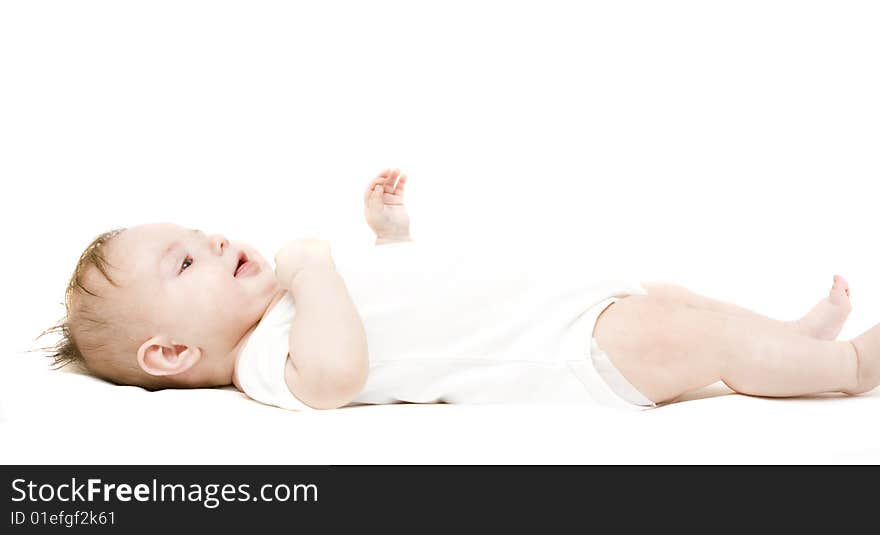 Little baby on a white background