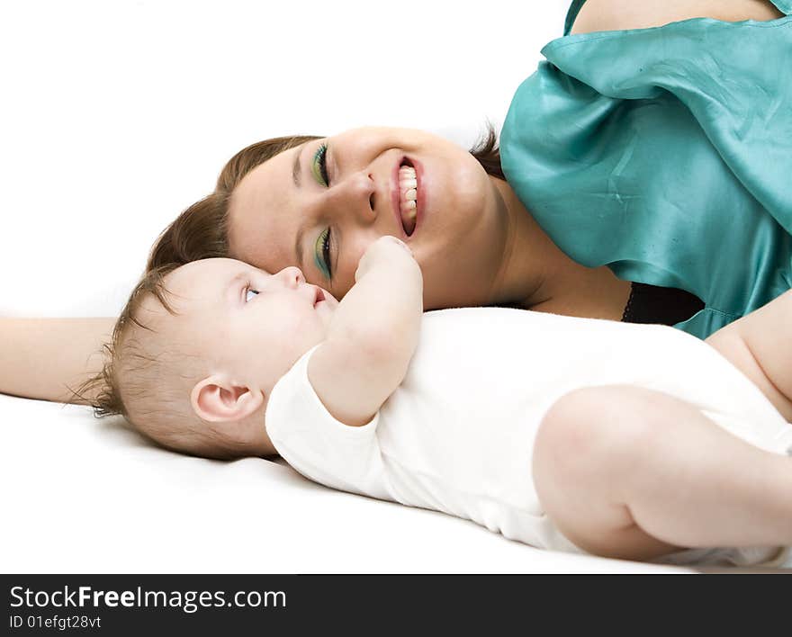 Happy family on a white background. Happy family on a white background