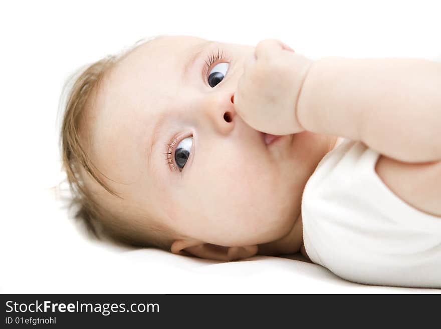 Little Baby On A White Background