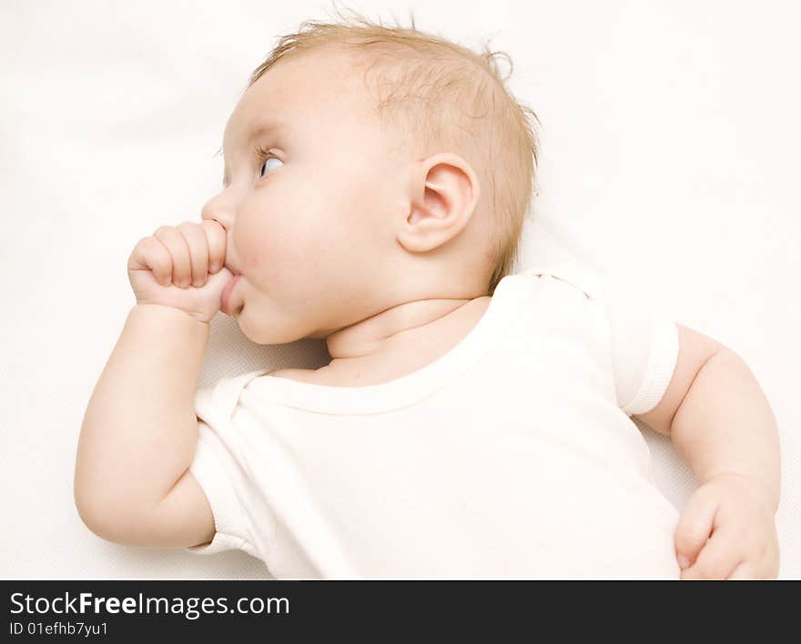 Little Baby On A White Background