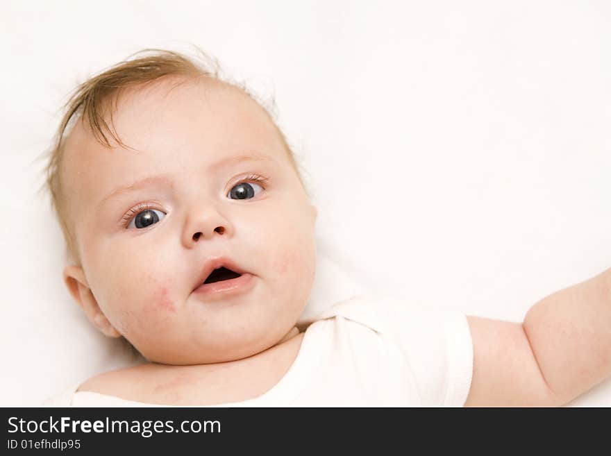 Little Baby On A White Background