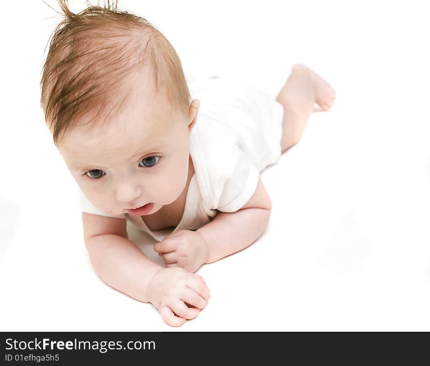 Little baby on a white background