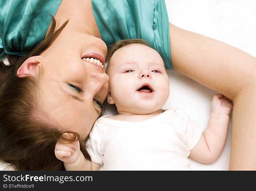 Happy family on a white background. Happy family on a white background