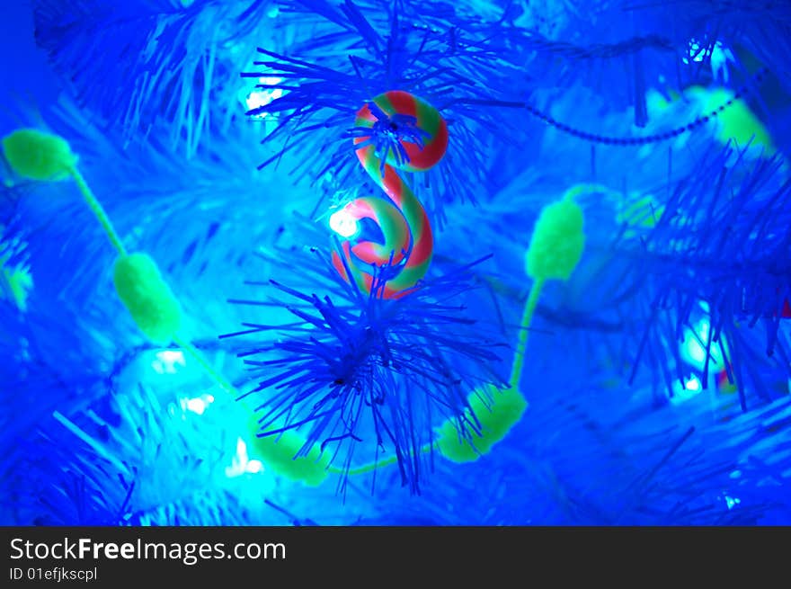 Unusual Christmas tree in a blacklight. Unusual Christmas tree in a blacklight