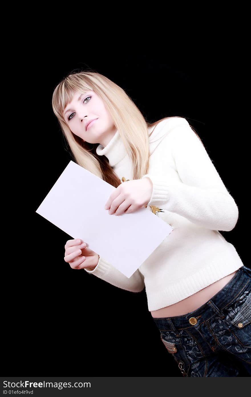 Young girl read a text