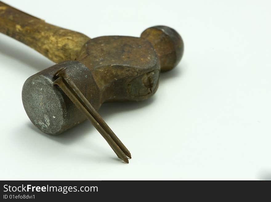 Old hammer and nails