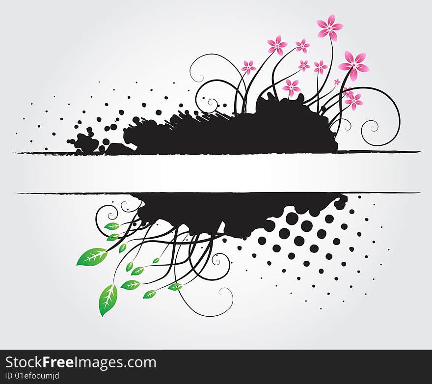 Floral abstract frame with flowers and splashes for text. Floral abstract frame with flowers and splashes for text