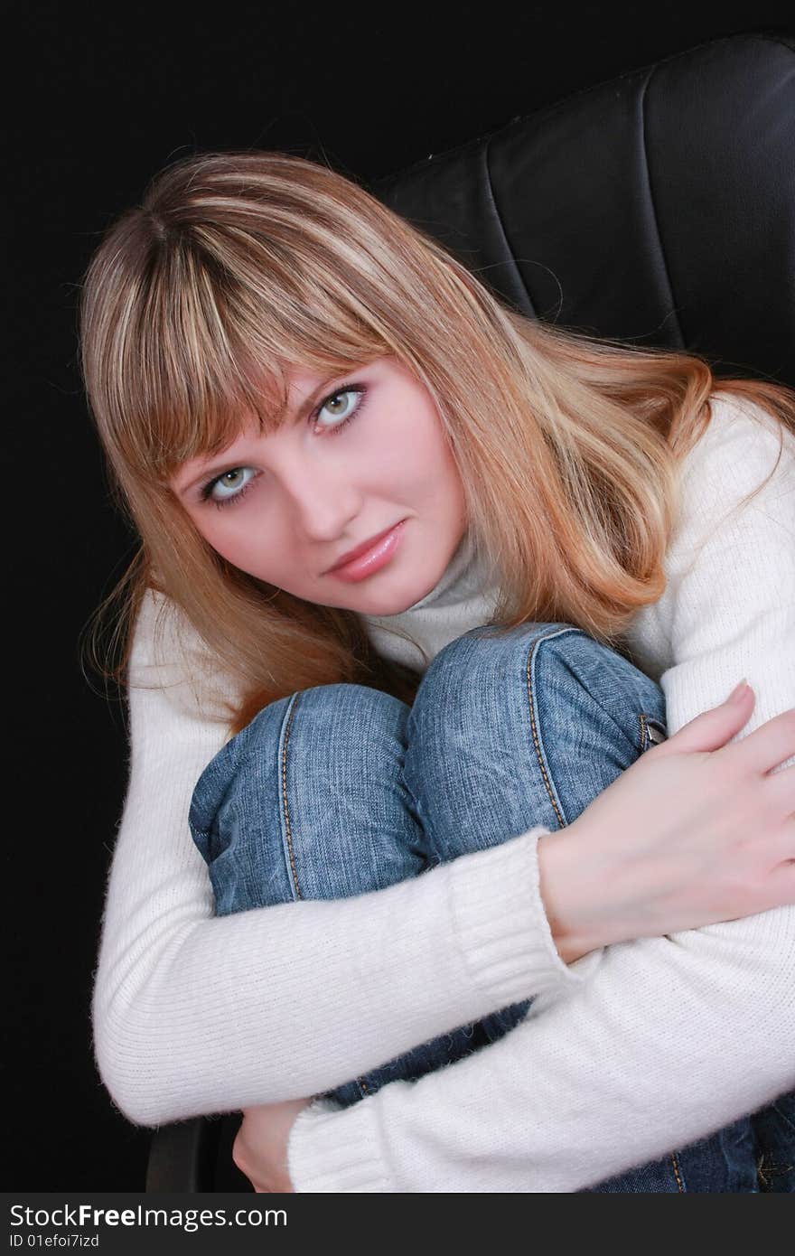 Young Girl Sit In Chair