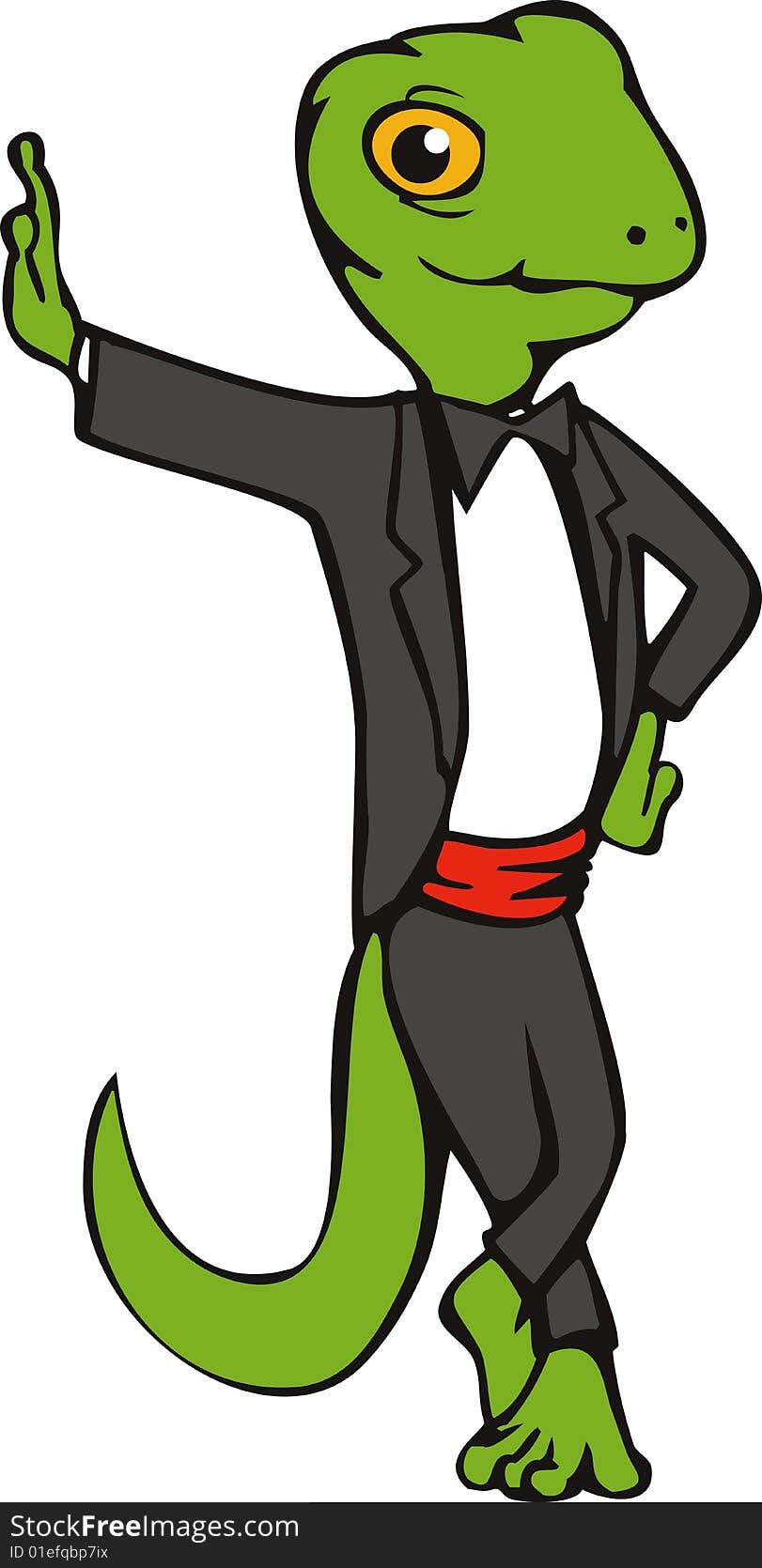 Gecko in tuxedo suit standing