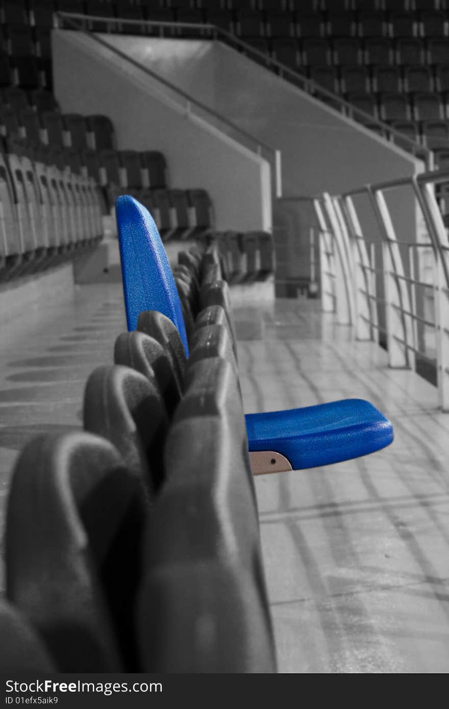 Blue chair on stadium