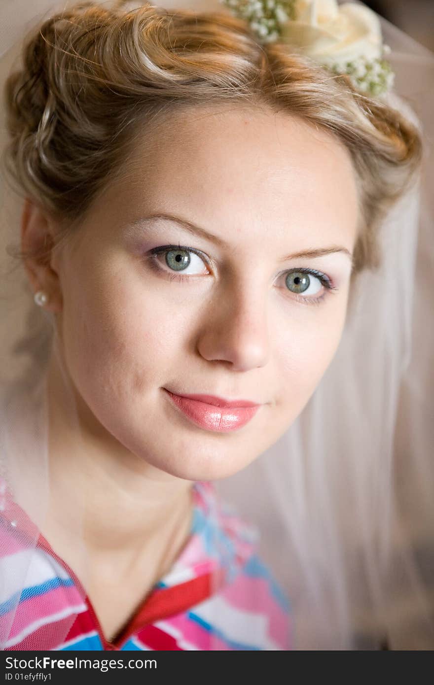 A happy young bride smiling. A happy young bride smiling