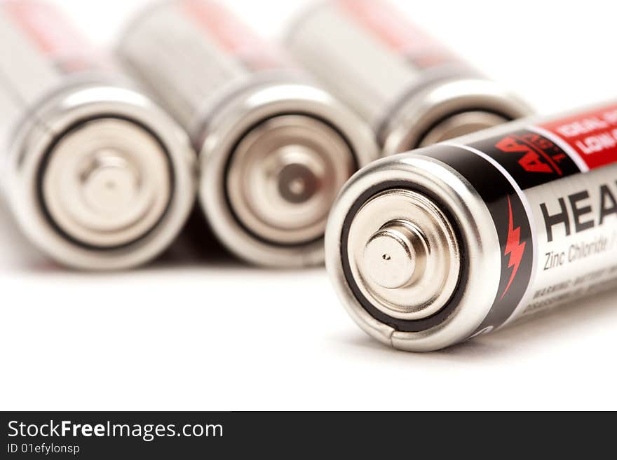 Heavy Duty AA Batteries on a White Background. Heavy Duty AA Batteries on a White Background.