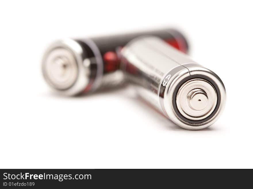 Heavy Duty AA Batteries on a White Background. Heavy Duty AA Batteries on a White Background.