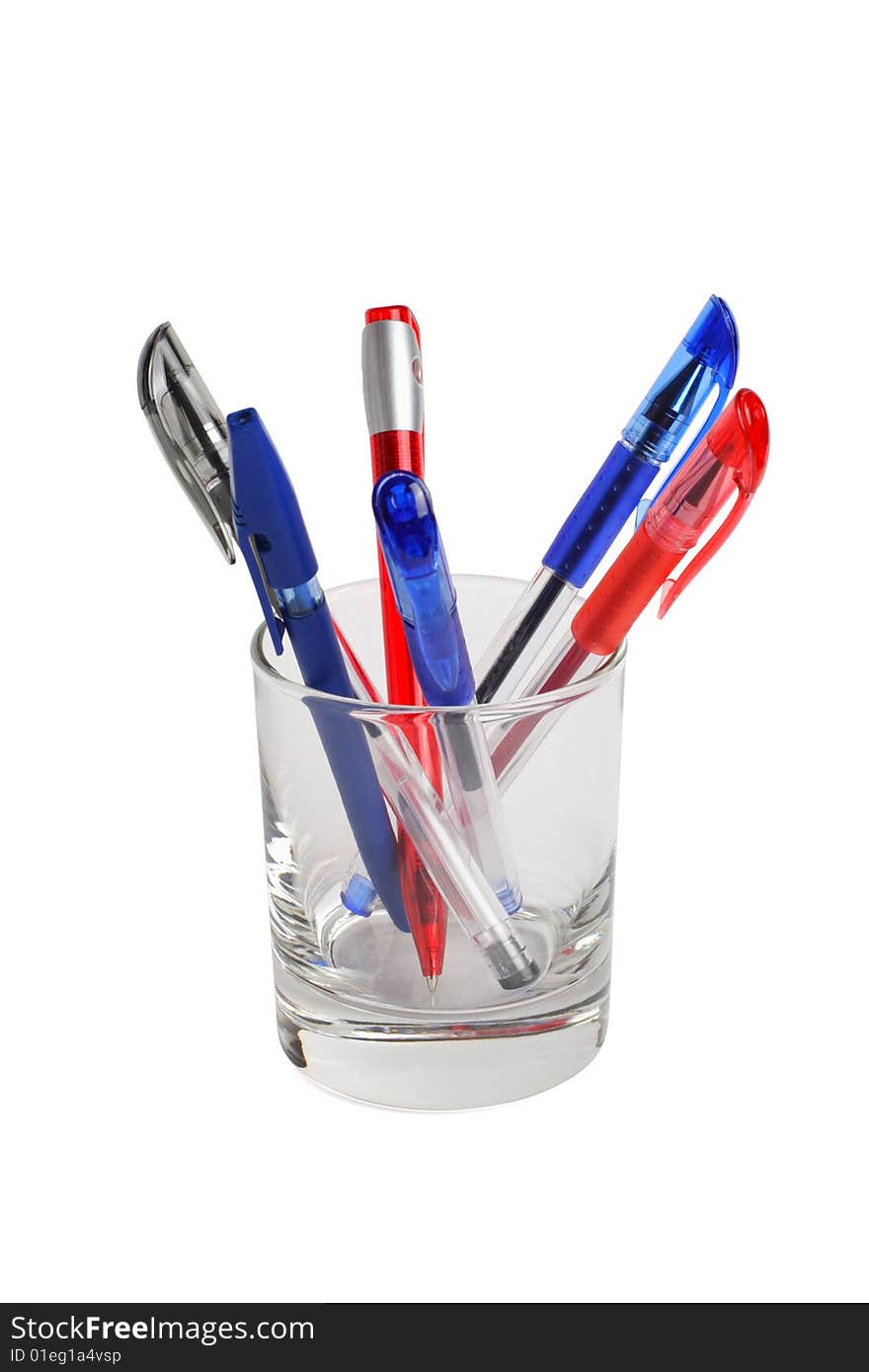 Color pens in a glass