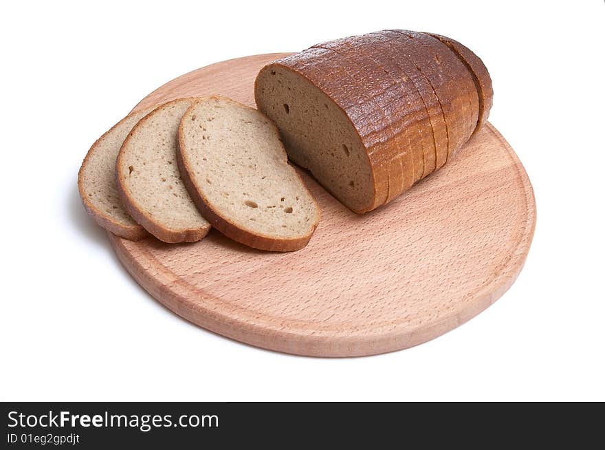 Pieces of long loaf isolated on a white background. Pieces of long loaf isolated on a white background.