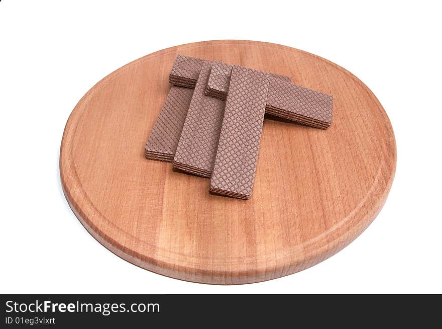 Wafers and round board isolated on a white background. Wafers and round board isolated on a white background.