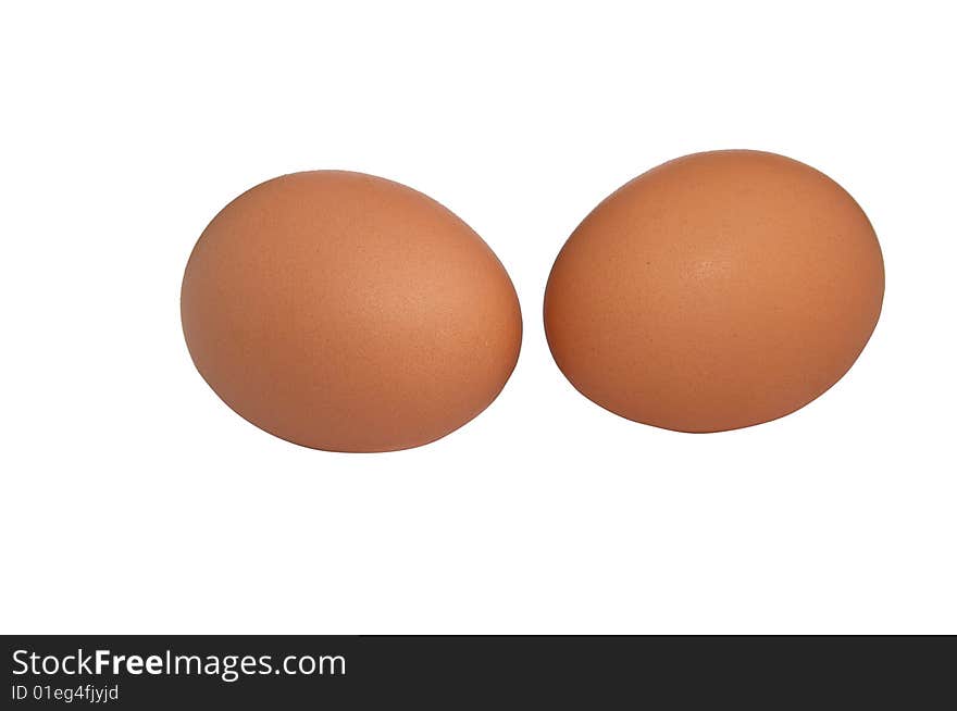 Two eggs isolated  on a white background. Two eggs isolated  on a white background.