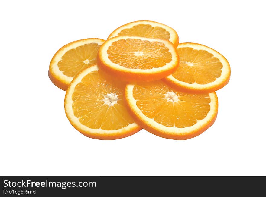 Slice of orange isolated on a white background. Slice of orange isolated on a white background.