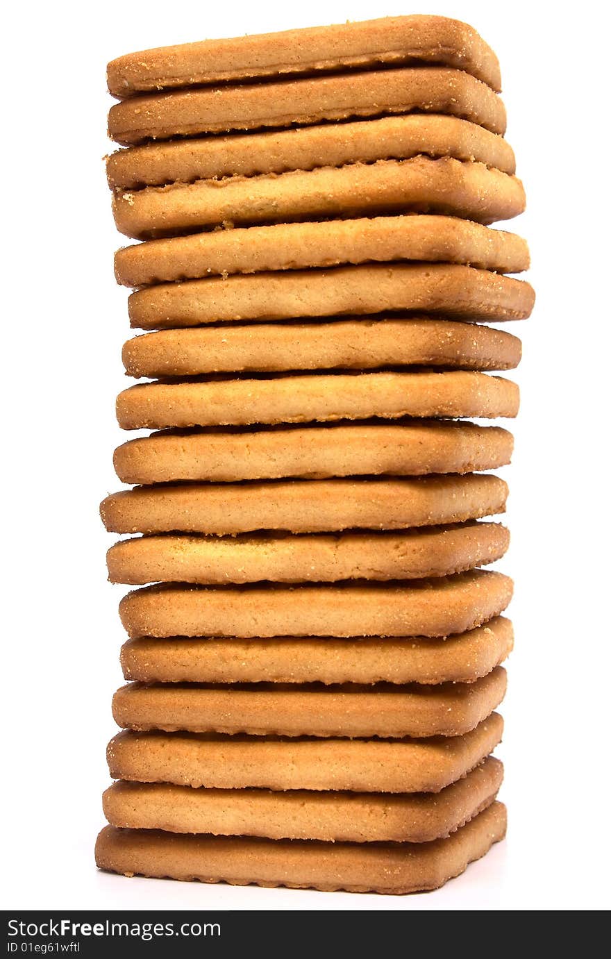 Stack of  cookies isolated on white. Stack of  cookies isolated on white