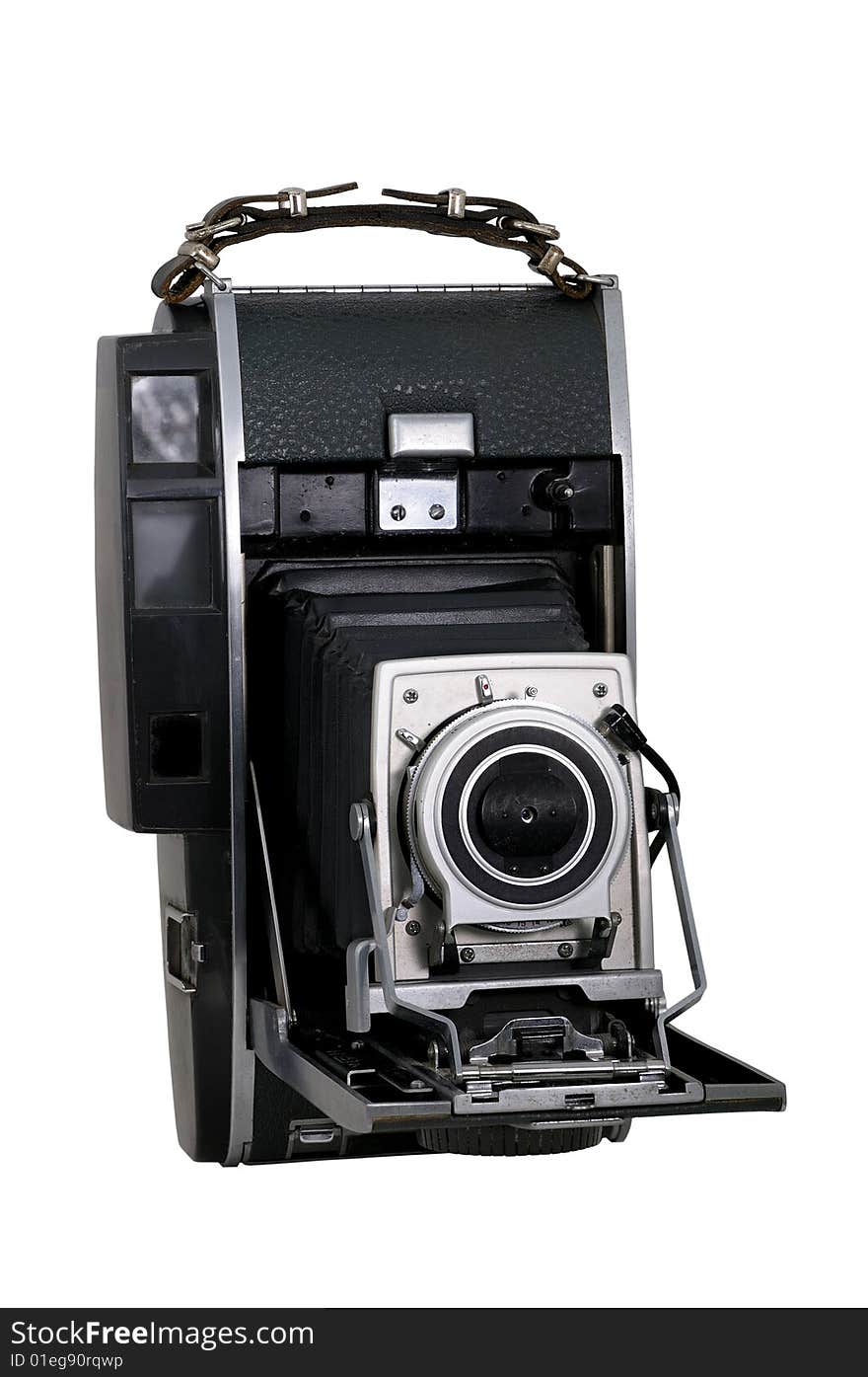 Old photo camera on a white background