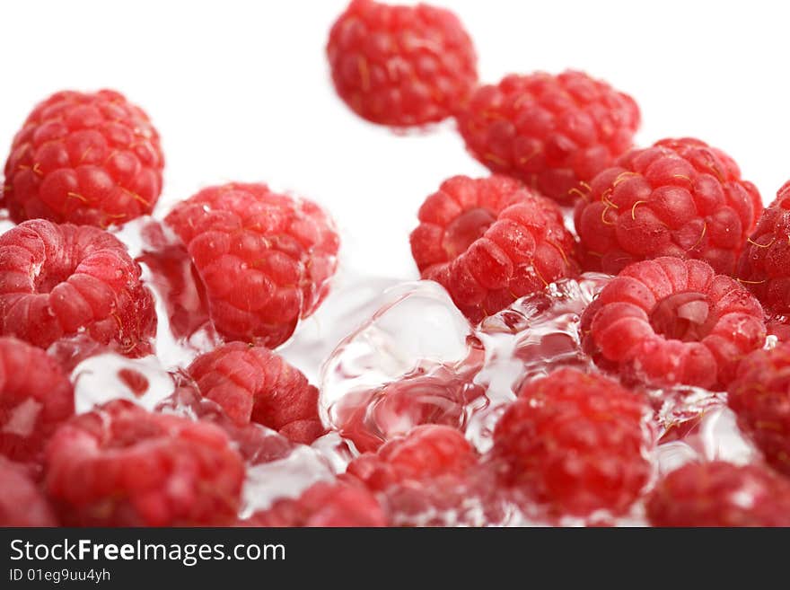 Fresh Raspberries In Water Isoalted