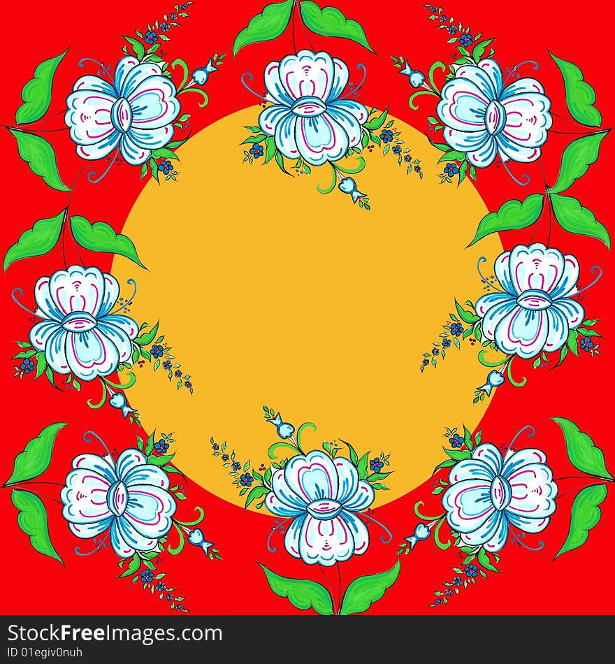 Creative flowers on red blue and orange. Creative flowers on red blue and orange