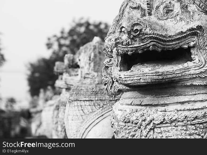 Monument Stone Lion,ruins Of Ancient Temple