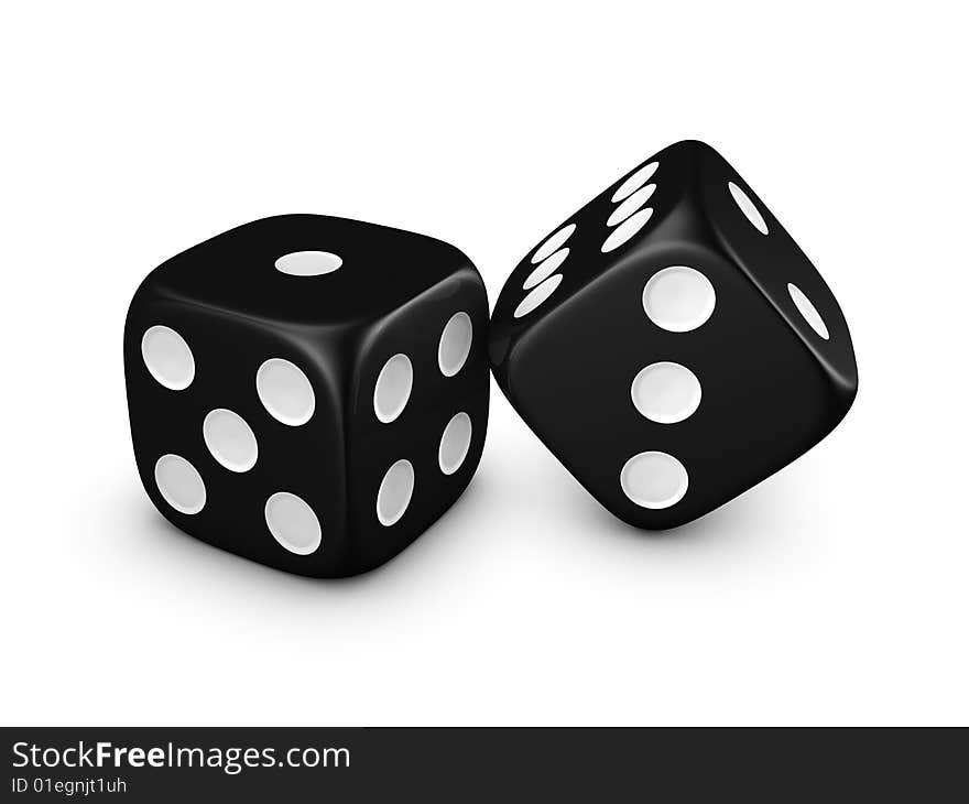 Black dice isolated on white background. Black dice isolated on white background