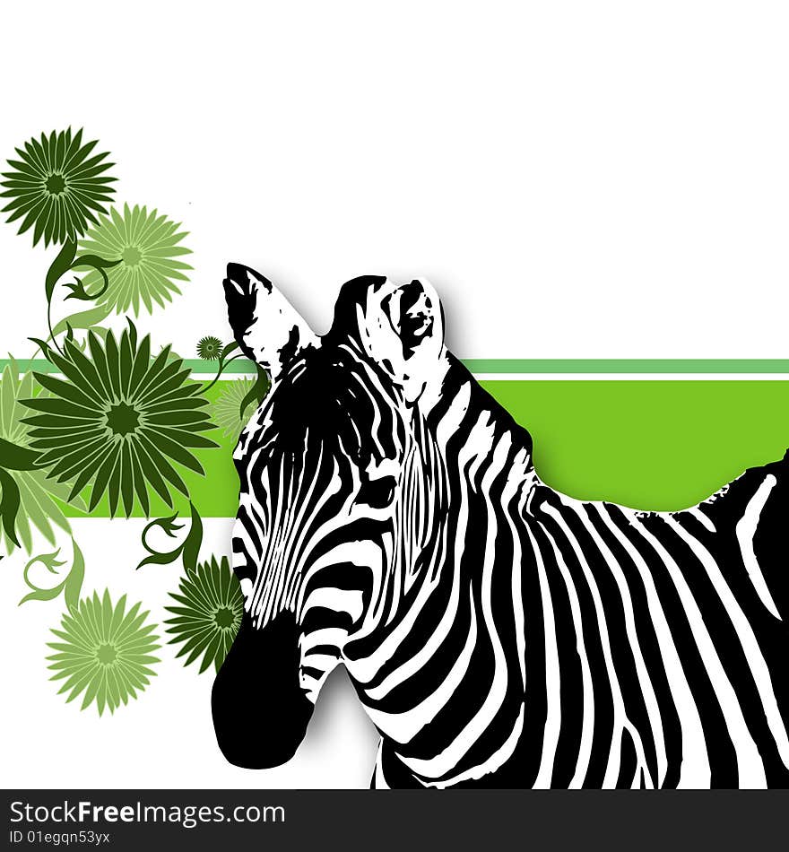 Nature Zebra, abstract floral Background