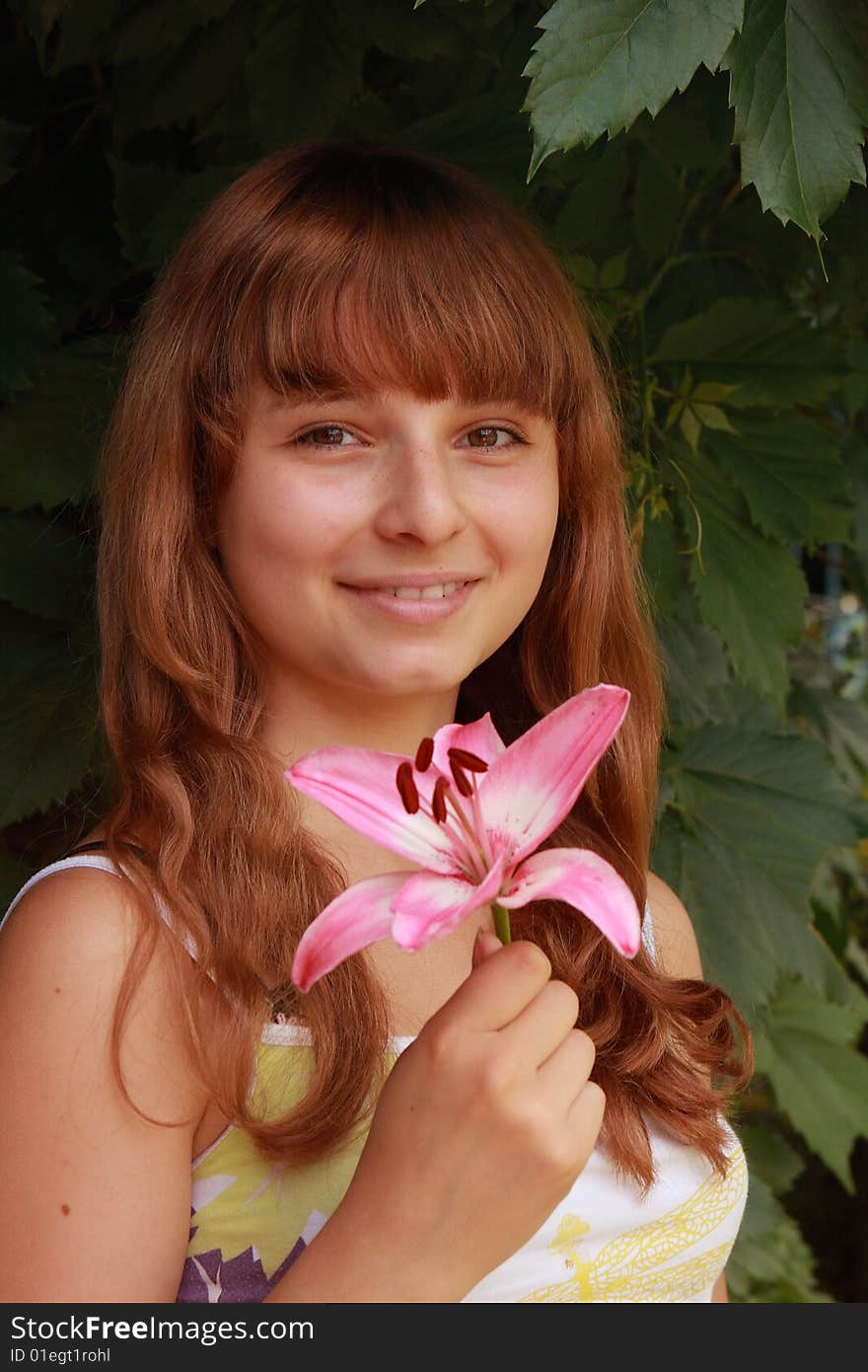 Beautiful girl with a flower. Beautiful girl with a flower