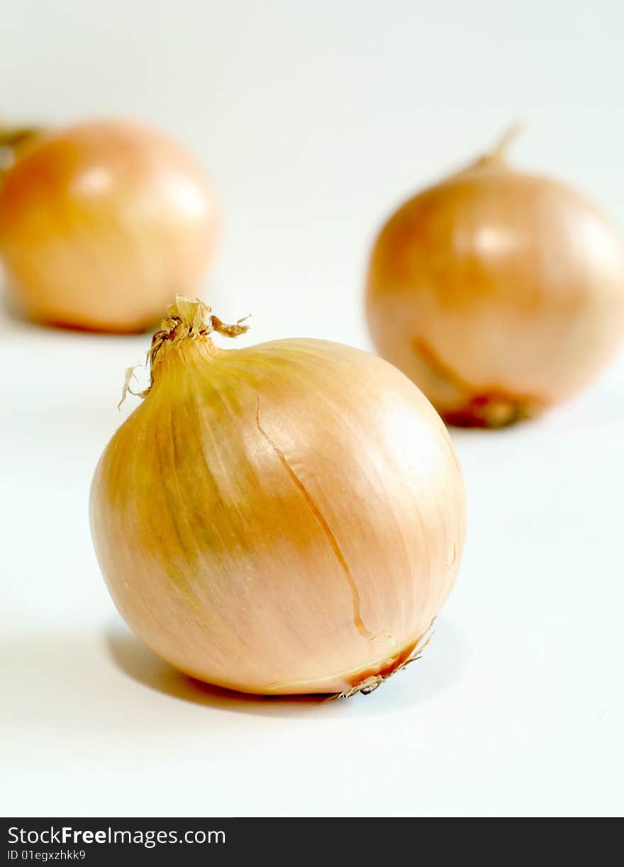 Onions isolated on a white background, closeup