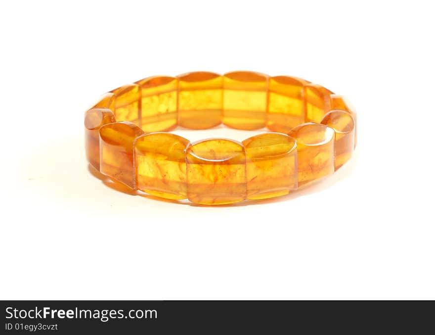 Amber bracelet isolated on white