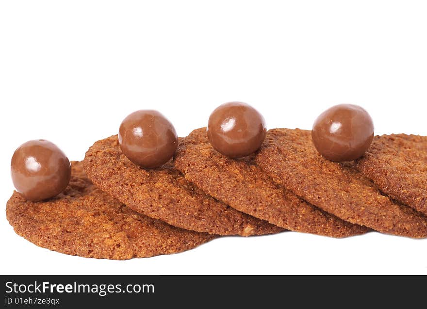 Macro Shot Of Cookies And Chocolates