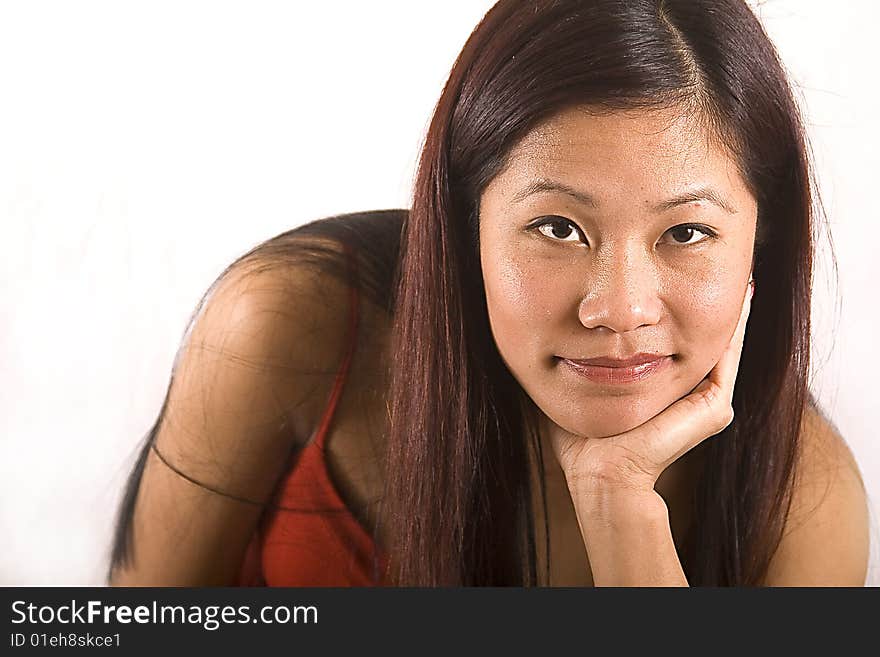 Portrait of a young asien woman with long black hair. Portrait of a young asien woman with long black hair