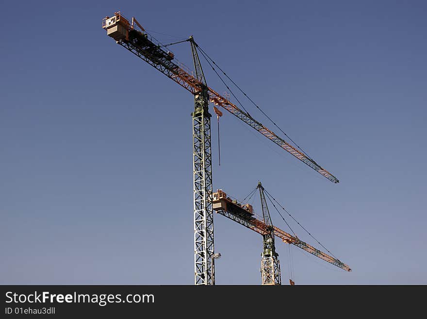 Two tower cranes