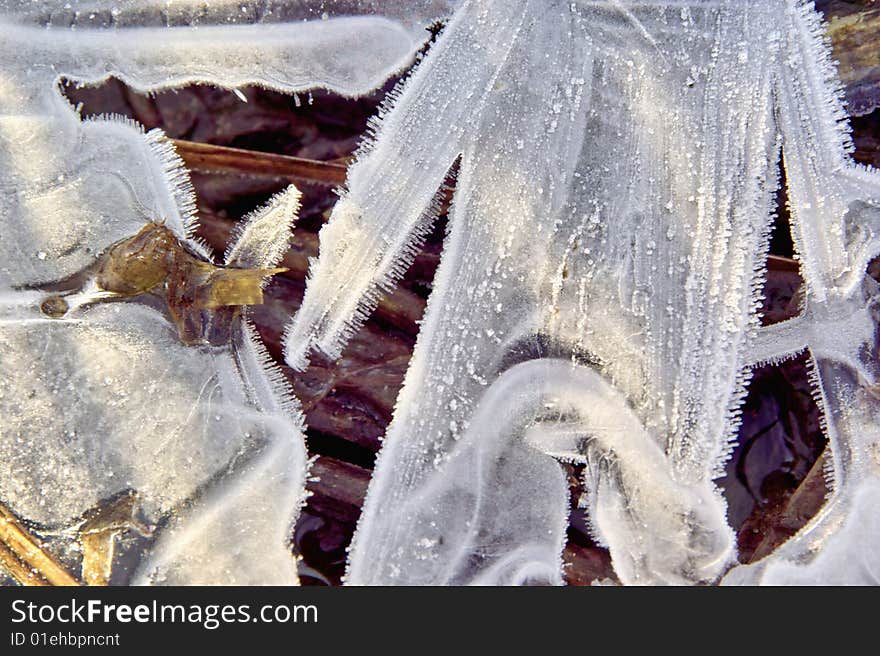 Sculpture out of Ice covering ground. Sculpture out of Ice covering ground