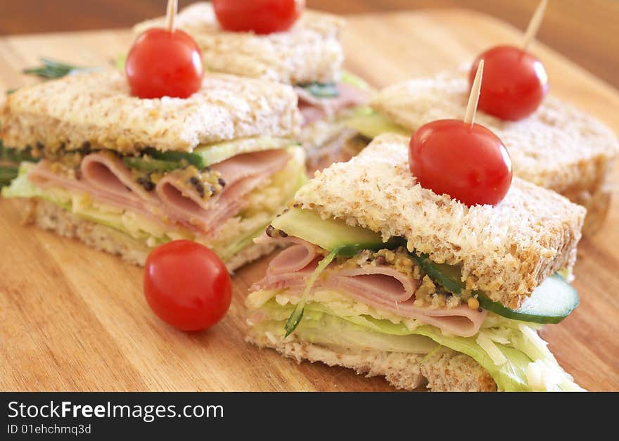 Tasty club sandwich on wholewheat bread