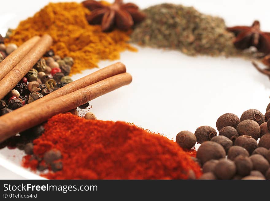 Spices On Glass Plate