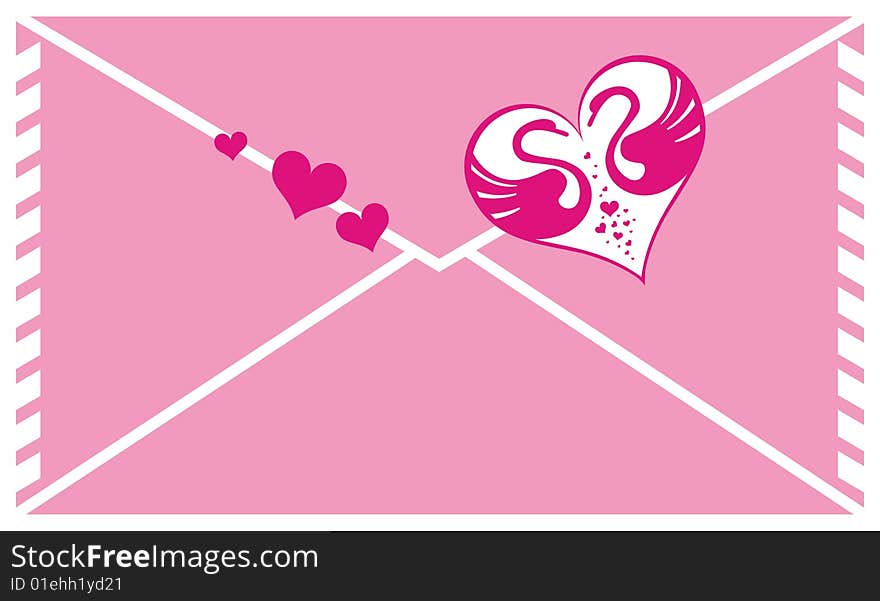 Vector valentine envelope with hearts