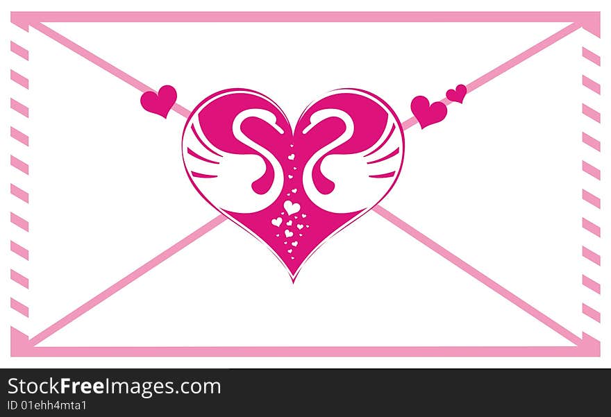 Vector valentine envelope with hearts