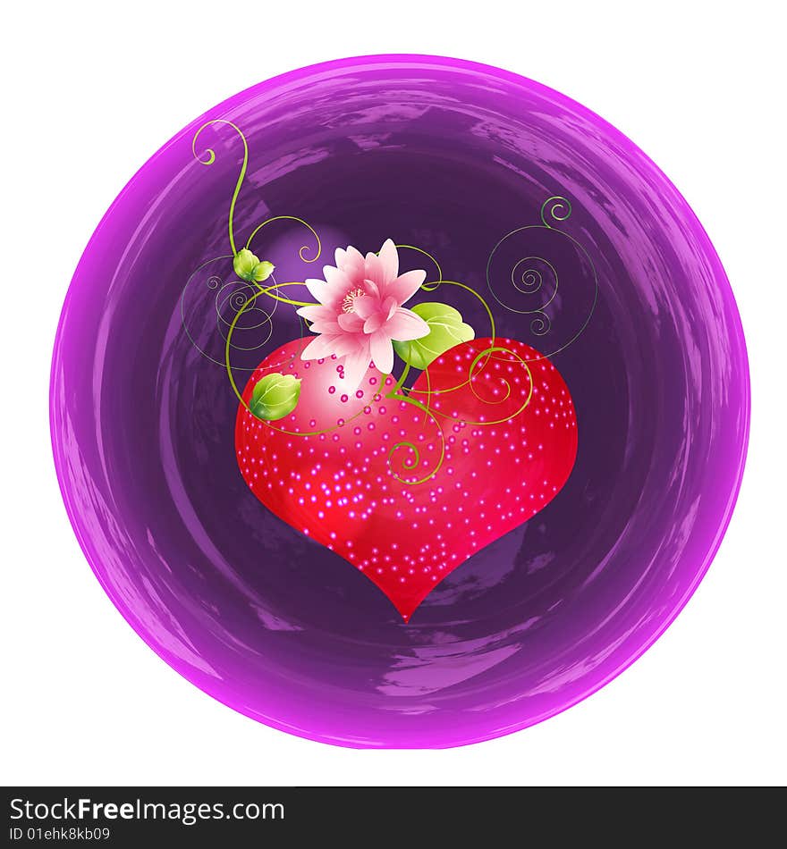 Pink heart and flower