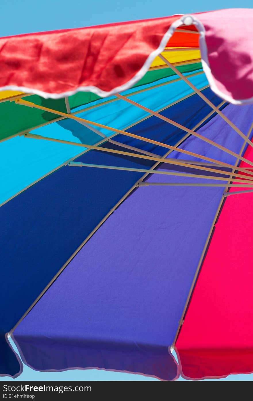 Bright colorful beach umbrella