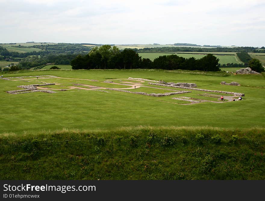 Old Sarum is the site of the earliest settlement of Salisbury, in England. The site contains evidence of human habitation as early as 3000 BC. Old Sarum is mentioned in some of the earliest records in the country. It sits on a hill about two miles north of modern Salisbury.