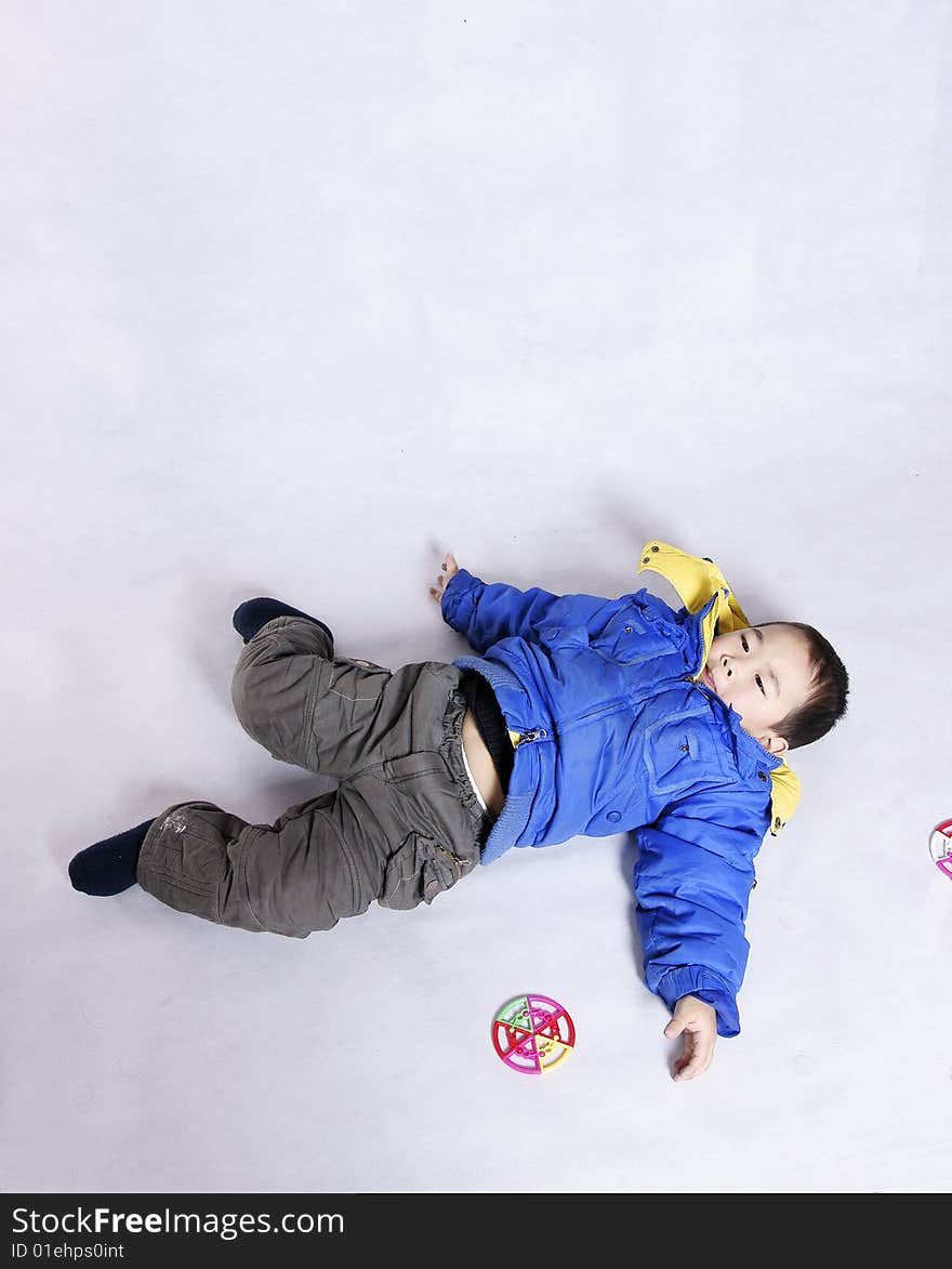 Boy lying on floor