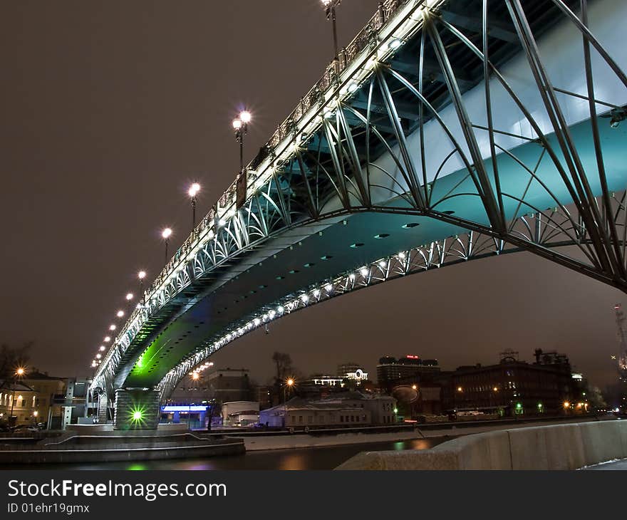 Highlighted bridge over the river