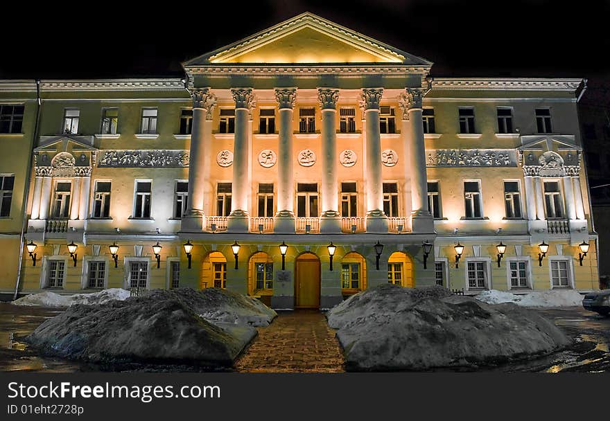 Old Barton House At Night. Moscow.