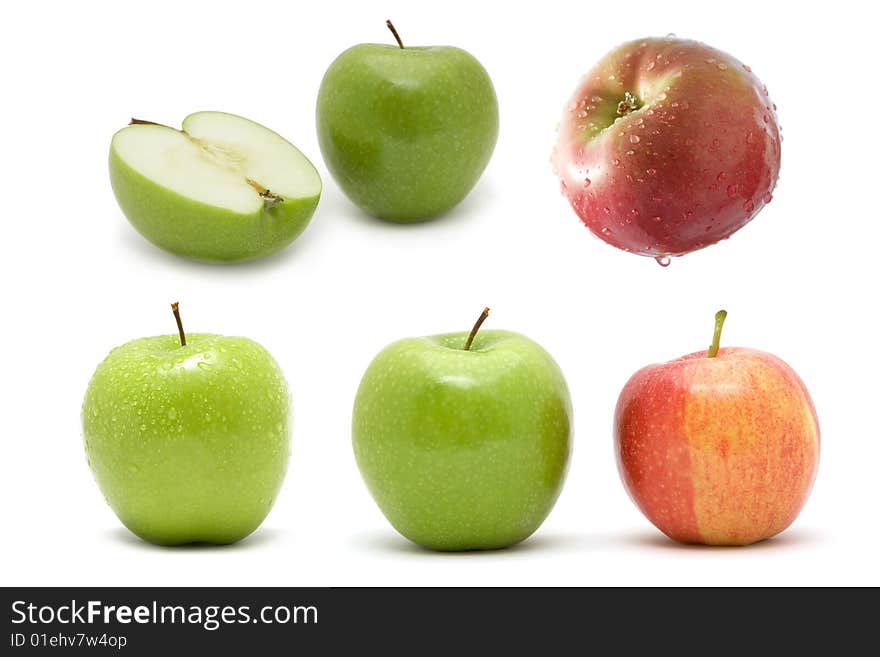 Collage from apples on a white background