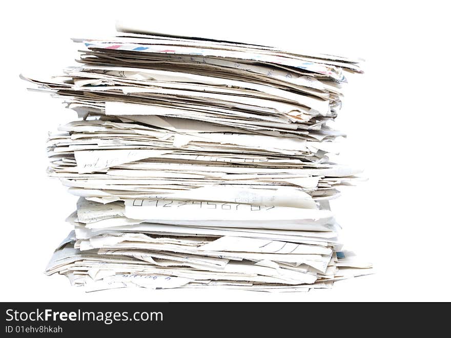 Old envelopes on the white background.