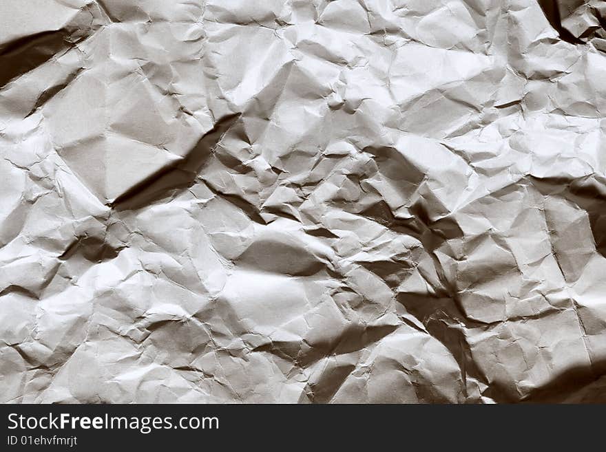 Empty crumpled paper close up