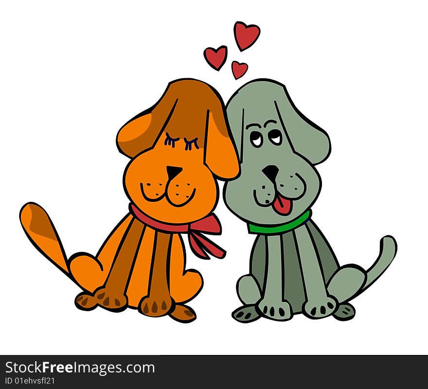 Couple of in love dogs, vector. Couple of in love dogs, vector